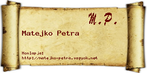 Matejko Petra névjegykártya